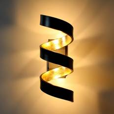 Or Appliques murales ECO-Light Helix LED Wandleuchte Gold Schwarz 450lm 3000K 15x26x13cm Applique murale