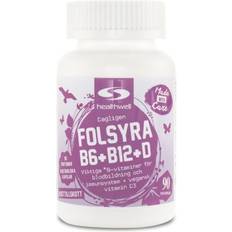 B6 vitaminer Healthwell Folsyra+B6+B12+D 90 st