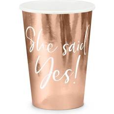 PartyDeco Tazze She Said Yes Oro Rosa 220ml 6 pz