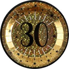 Santex Santex verjaardag feest bordjes leeftijd 10x 30 jaar goud karton 22 cm