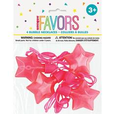 Pink Gave- & Festposer Unique Party 84700 Pink Star Bubble Necklace Bag Fillers, Pack of 4