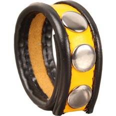 Jaune Anneaux péniens The Red Leather Cockring 3-snaps Black-Yellow