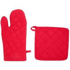 Grydelapper på tilbud Atmosphera Oven Mitt and Potholder Set Grydelap Rød