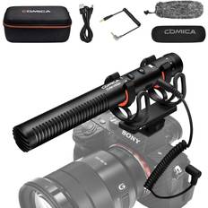 Mikrofon shockmount COMICA CVM-VM20 Video Microphone, Super-Cardioid Directional Shotgun Microphone with Rycote Shockmount, Furry Deadcat, OLED Power Display for Tablets Laptop Nikon Sony DSLR Cameras Smartphones
