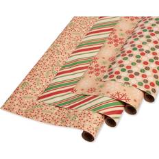 Papier D'emballage D'hiver American Greetings Rouge Vert Lot De 4