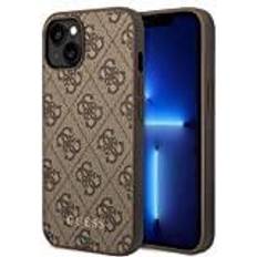 Guess GUHCP14SG4GFBR iPhone 14 6,1 brązowy/brown hard case 4G Metal Gold Logo