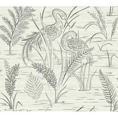 Wallpapers York Wallcoverings GRANDMILLENNIAL 60.75 sq. ft. Fernwater Cranes Wallpaper, Black/Gray