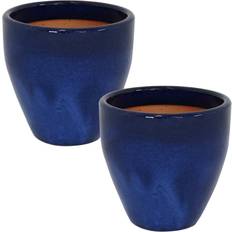 Pots Sunnydaze Decor AP-138 Set of 2 10 Resort Indoor/Outdoor Planter Pots with Shaped Top Hole