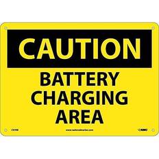 Caution, Battery Charging Area, 10X14, Rigid Plastic Yellow