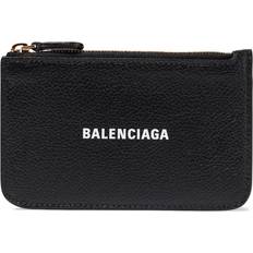 Embossed Leather Mini Card Case - Noir/Ecru