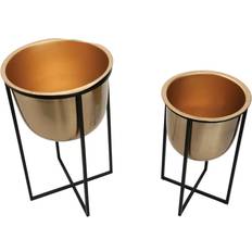 Pots, Plants & Cultivation Bloomingville Metal Planters with Black Gold