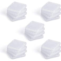 SD Card Holder, WOVTE Plastic SD MMC SDHC PRO Duo Memory Card case Holder Jewelery Case Transparent White Pack of 20