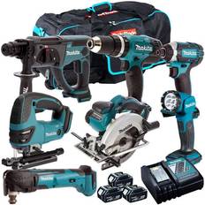 Makita Set Makita 18V 7 Piece Cordless Kit with 3 x 5.0Ah Batteries T4TKIT-607