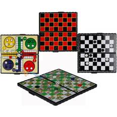 Magnetic Travel Board Games Set of 4 Chess Ludo Snakes and Ladders Draughts Game