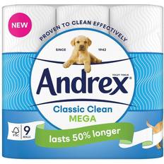 Andrex 9 pack toilet roll Andrex Classic Clean Toilet Tissue Mega Roll 9-pack