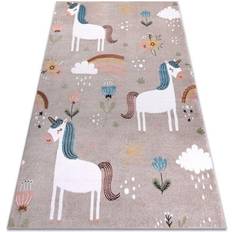 Alfombra Fun Sweety Para Niños Unicornio Arcoiris Beige 160x220 Cm