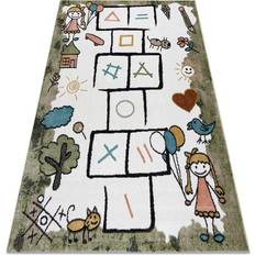 Dywany Łuszczów Alfombra Fun Hop Para Niños Rayuela Animales Verde 160x220 Cm 47.2x66.9"