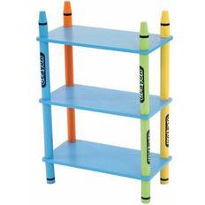 Oypla Colourful Childrens Storage Crayon 3-Tier Shelves Free Standing Shelving