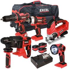 Excel 18V Cordless 5 Piece Tool Kit with 3 x 5.0Ah Batteries & Charger EXL5231 :18V