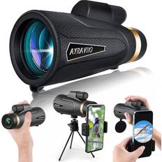 Monoculars AYRAVIIO 12×60 Monocular Telescope with Smartphone Holder & Upgraded Tripod, High Powered SMC & BAK-4 Scope for Adults, Hunting Gear for Birdwatching, Camping- Gifts for Men Him Dad Husband Boyfriend