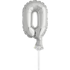 Silver Bakdekorationer Unique Party Number 0 Balloon Tårtdekoration