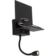 QAZQA Moderne Væglampe Sort 2-lys med USB Vægarmatur