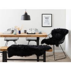 Pelli di pecora Furniturebox Natural Genuine Sheepskin Rug Fluffy Cover Black