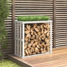 Vita Vedkorgar vidaXL Outdoor Log Holder White 108x52x106 cm Solid Wood Pine