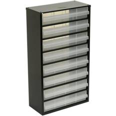 305 x 155 x 555mm 8 Drawer Parts Cabinet BLACK Wall Mounted Standing Box