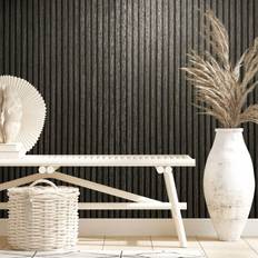 Noordwand Wallpaper Botanica Wooden Slats Black and Grey