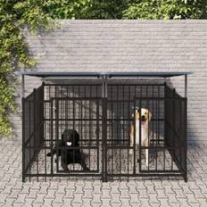 vidaXL Dog Kennel with Roof Steel 3.75 mÂ²