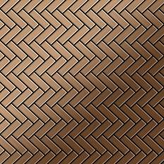 Alloy Alloy - Mosaic tile massiv metal Titanium Amber brushed copper 1.6mm thick Herringbone-Ti-AB