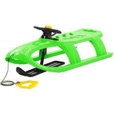 Sports d'hiver vidaXL Traîneau avec Volant Luge Glisseur de Neige Ensemble de Jouet d'Extérieur Corde de Traction Vert 102,5x40x23 cm Polypropylène