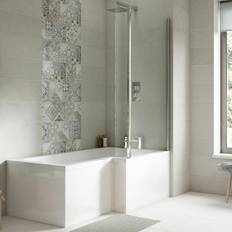 Whirlpool Bathubs Nuie Shower Bath Square L-Shaped Shower Bath with Front Panel Screen 1700mm