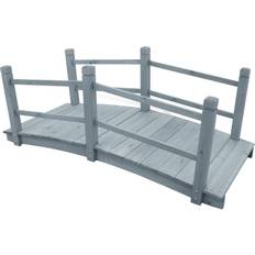 Liscio Legni per terrazze vidaXL Ponte da Giardino Grigio 140x60x56cm in Legno Massello di Abete