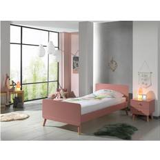 Ensembles de meubles Chambre Lit Enfant 90x200 cm Et Chevet Bois Terre Rose Satiné Funy