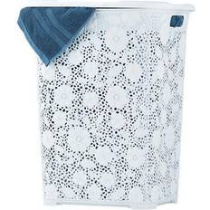 White hamper with lid Lace Laundry Hamper Basket With Lid