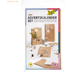 Folia folia 9402 Adventskalenderset med 24 livsmedelsgodkända papperspåsar naturliga färger, snöre och siffertklistermärke