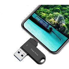 Memory Cards & USB Flash Drives Thumb Drive USB for i Phone Flash Drive 1TB Photo Stick External Storage USB C Memory Stick DEZOBYTE Compatible i Phone Android MacBook USB C and PC Black XY021TB