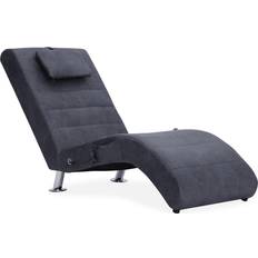 Produits de Massage et de Relaxation vidaXL Chaise longue de massage avec oreiller Gris Similicuir daim Gris