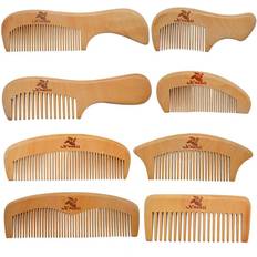 Beard Care Xuanli 8 Pcs The Family Of Hair Comb set Wood with Anti-Static & No Snag Handmade Brush for Beard, Head Hair, Mustache With Gift Box (S021)