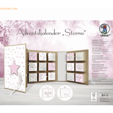 17860001F – Adventskalender i boksform, stjärnor, ca 22,4 x 16,1 x 5,3 cm, tillverkad av kraftkartong, med satinband för stängning, fyllning och som present