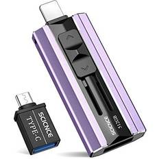 Iphone external storage SCICNCE USB 3.0 Flash Drive 512GB Intended for iPhone, USB Memory Stick External Storage Thumb Drive Photo Stick Compatible with iPhone, Android and Computer (Purple)