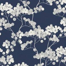 Navy blue wallpaper Etten Gallerie Bayberry Blossom Navy Blue Wallpaper blue