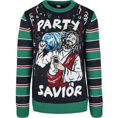 Maglione natalizio - Uomo Maglioni Urban Classics Savior Christmas Sweater - Black/X-Mas Green