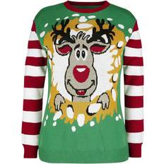 Ugly Christmas Sweater Reindeer Wreath Christmas Jumper - Multicolour