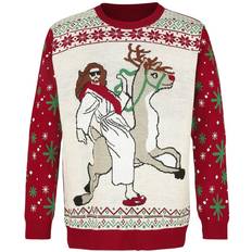 Jesus Riding Reindeer Christmas Jumper - Multicolour