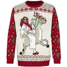 Ugly Christmas Sweater Jesus Riding Reindeer Christmas Jumper - Multicolour