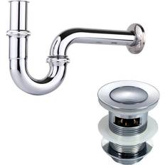 Brass Bathroom Sink Drain P-trap Chrome Plated Basin Waste