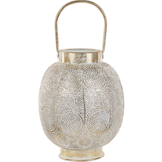 Metal Linternas Beliani Farolillo De Metal Dorado 30 cm Con Portavelas De Cristal Calado Oriental Boho Lantau Linterna